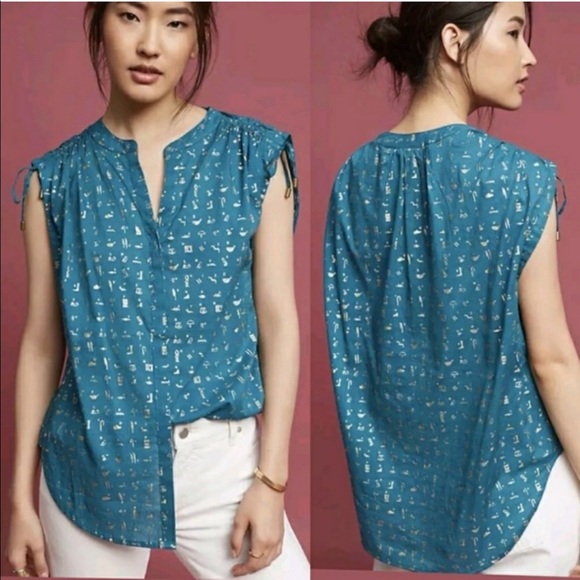 Anthropologie Tops - Danielle Kroll Egyptian Hieroglyph Print Top
